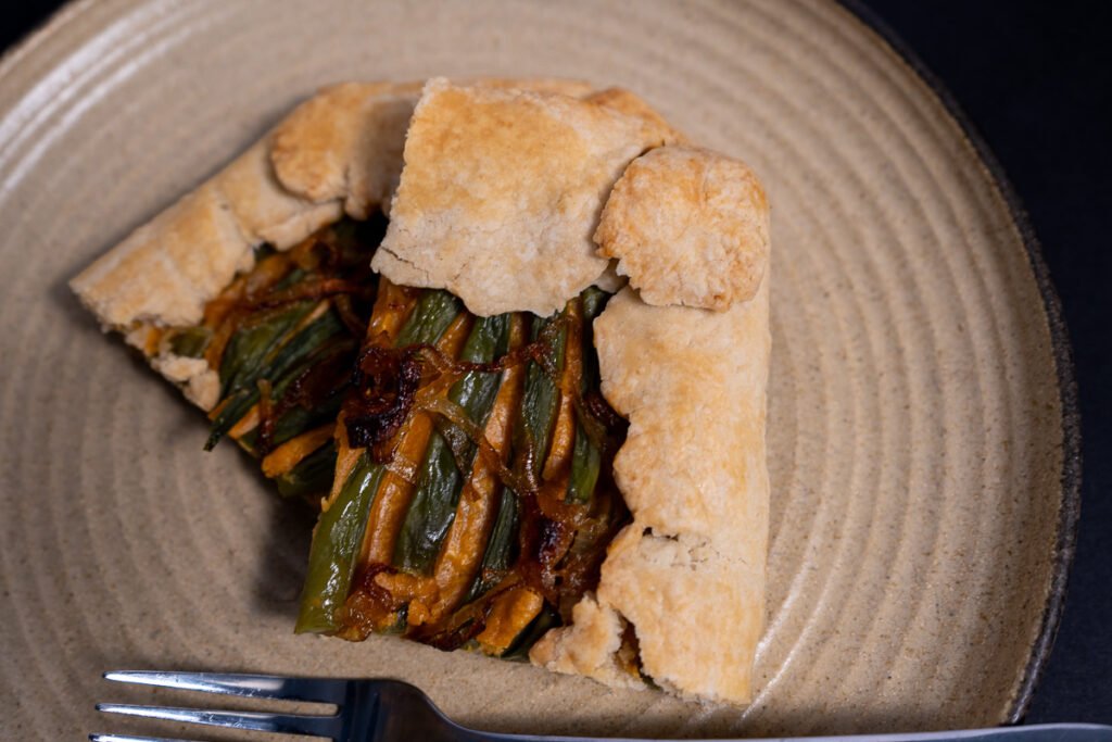 Two corner slices of the galette on a plate