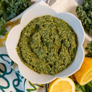 Close up to the Kale and Herb Pesto