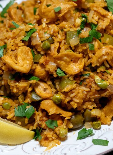 Close up of vegan arroz con pollo