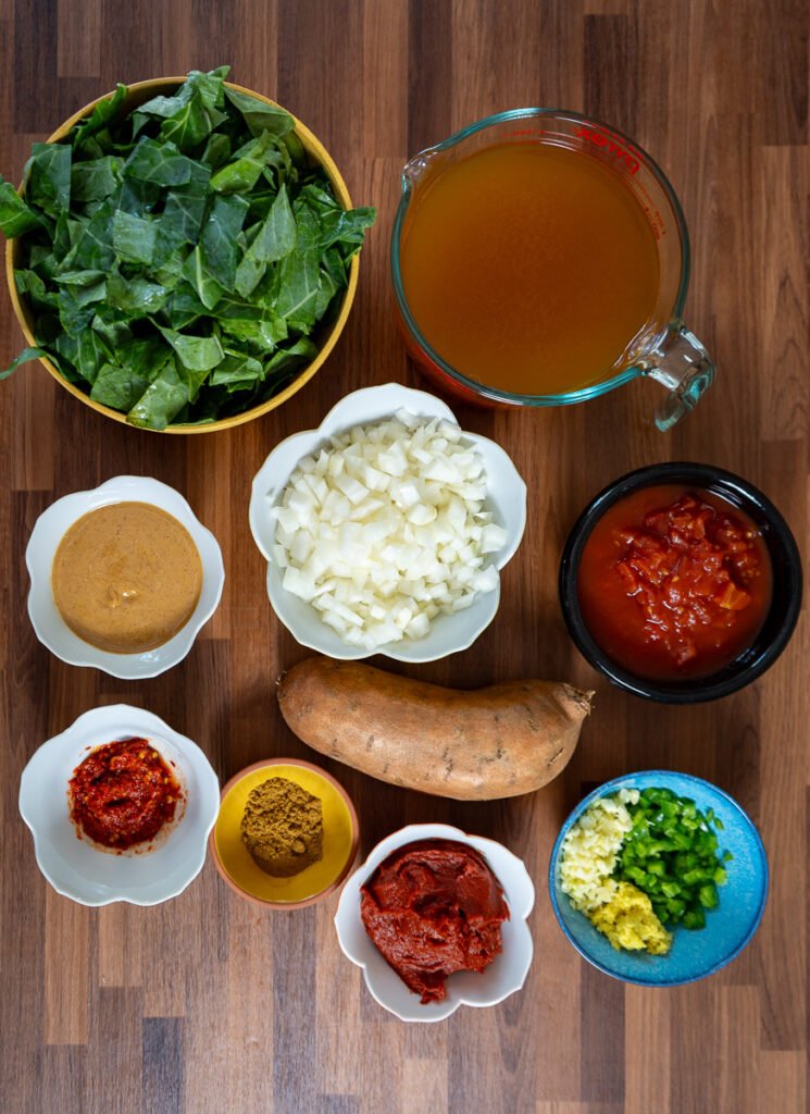 Ingredients for west African tofu peanut stew